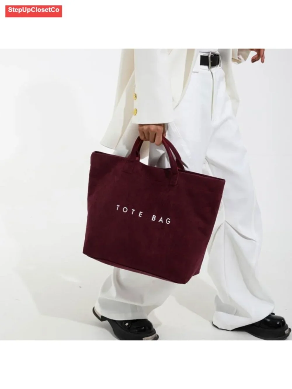 Suede Tote Bag for Women Letter Print Hobo Handbag
